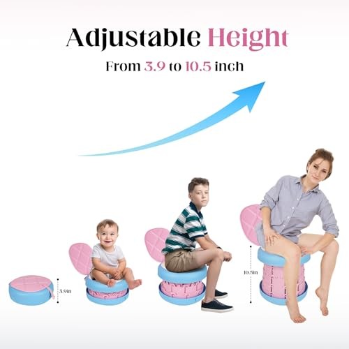 Portable Toilet Camping Foldable Potty Travel Toilet Adjustable Pink&Blue