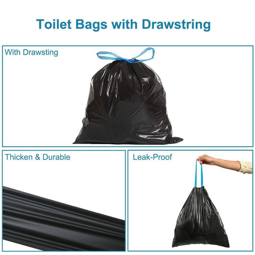 40-Pack Biodegradable Portable Toilet Bags W/ Drawstring, 8 Gal. Thickened Waste
