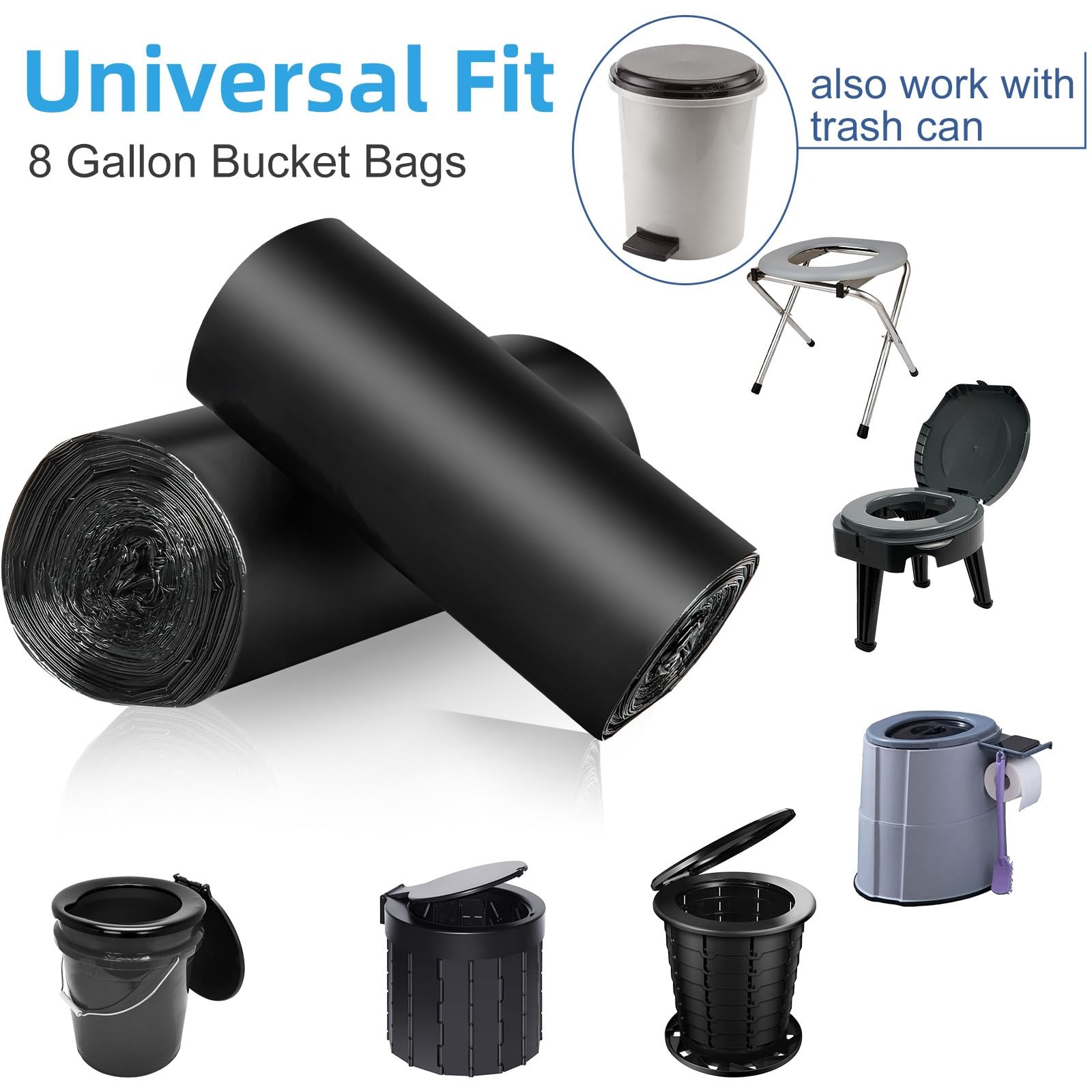 100 PCS Portable Toilet Bags, Drawstring Biodegradable Camping Potty Bags 8 G…