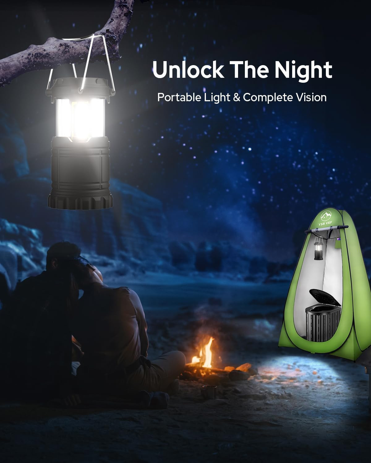 Camping Toilet with Pop-Up Privacy Tent and Liquid Waste Gel, Portable Toilet fo