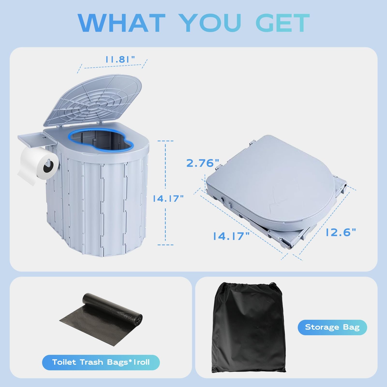 Portable Camping Toilet for Adults,15″ Portable Outdoor Folding Tall Toilet w…