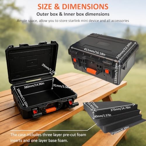 Portable Waterproof Starlink Mini Case with DIY Cutting Foam
