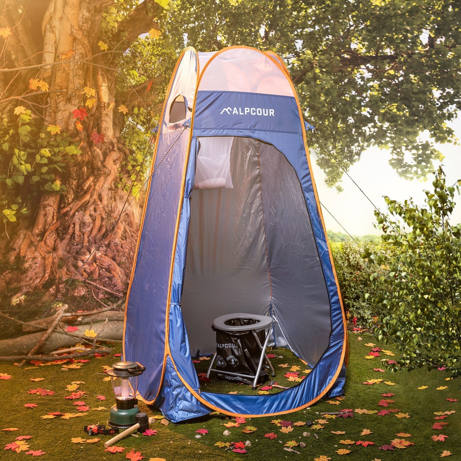 Alpcour Foldable Camping Toilet with Storage Bag – Compact Toilet for RV & Boat