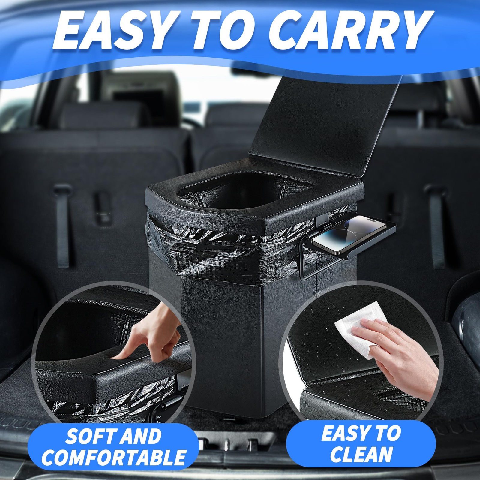Portable Toilet for Adults, Upgraded 16.5” Tall Camping Toilet with Lid, Por…
