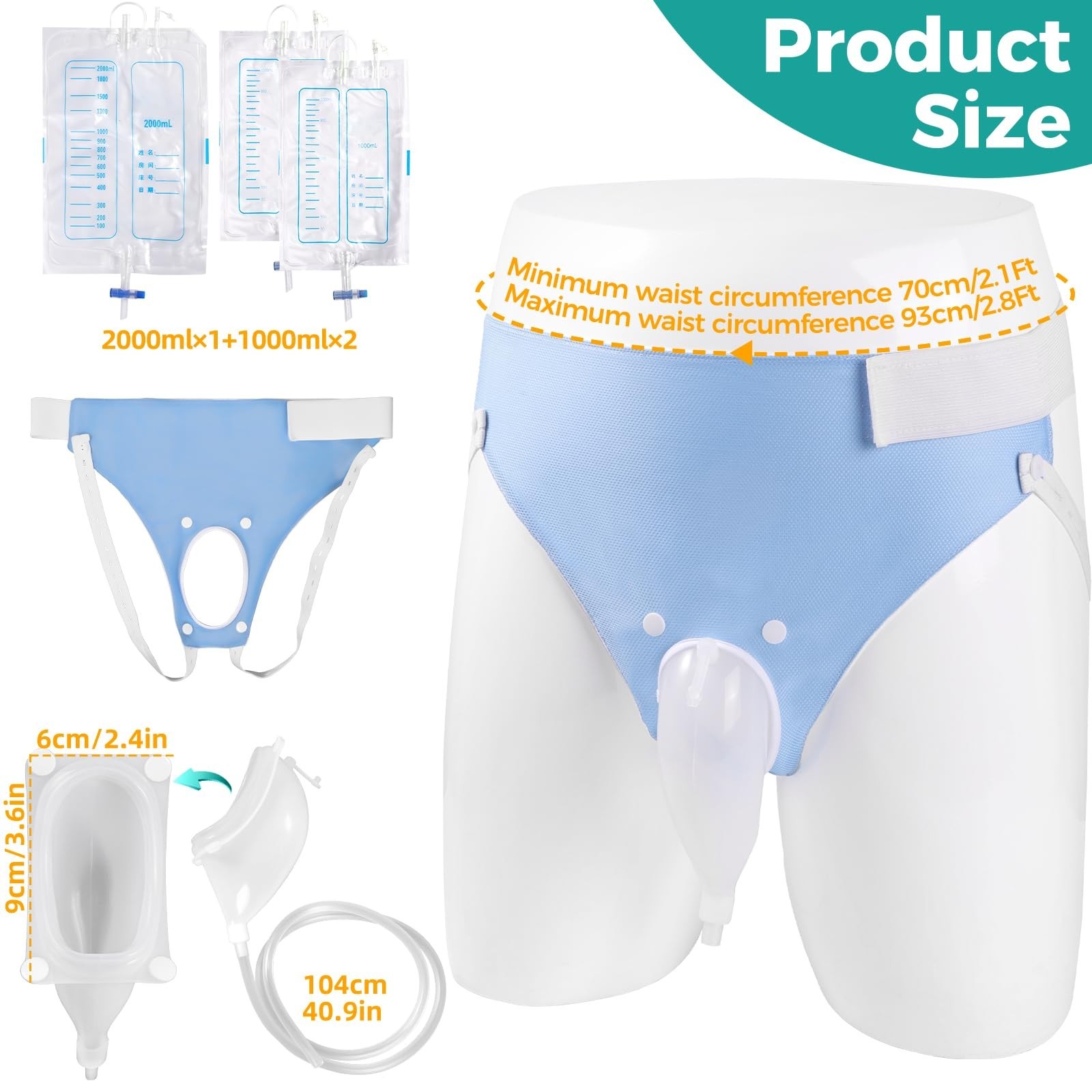 Wearable Urinal Bag for Man, Portable Urinals for Men, Reusable Male Urine Ba…