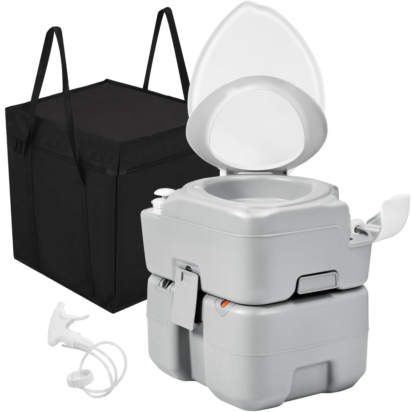 Portable Camping Toilet 5.28 Gal | Leak-Proof Porta Potty with Hand Sprayer, Car