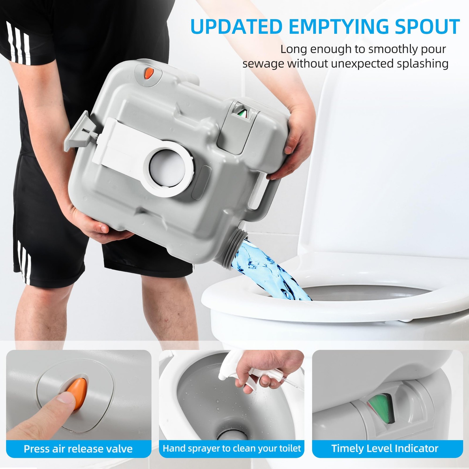 YITAHOME Portable Toilet 5.28 Gal Seat Bag Sprayer