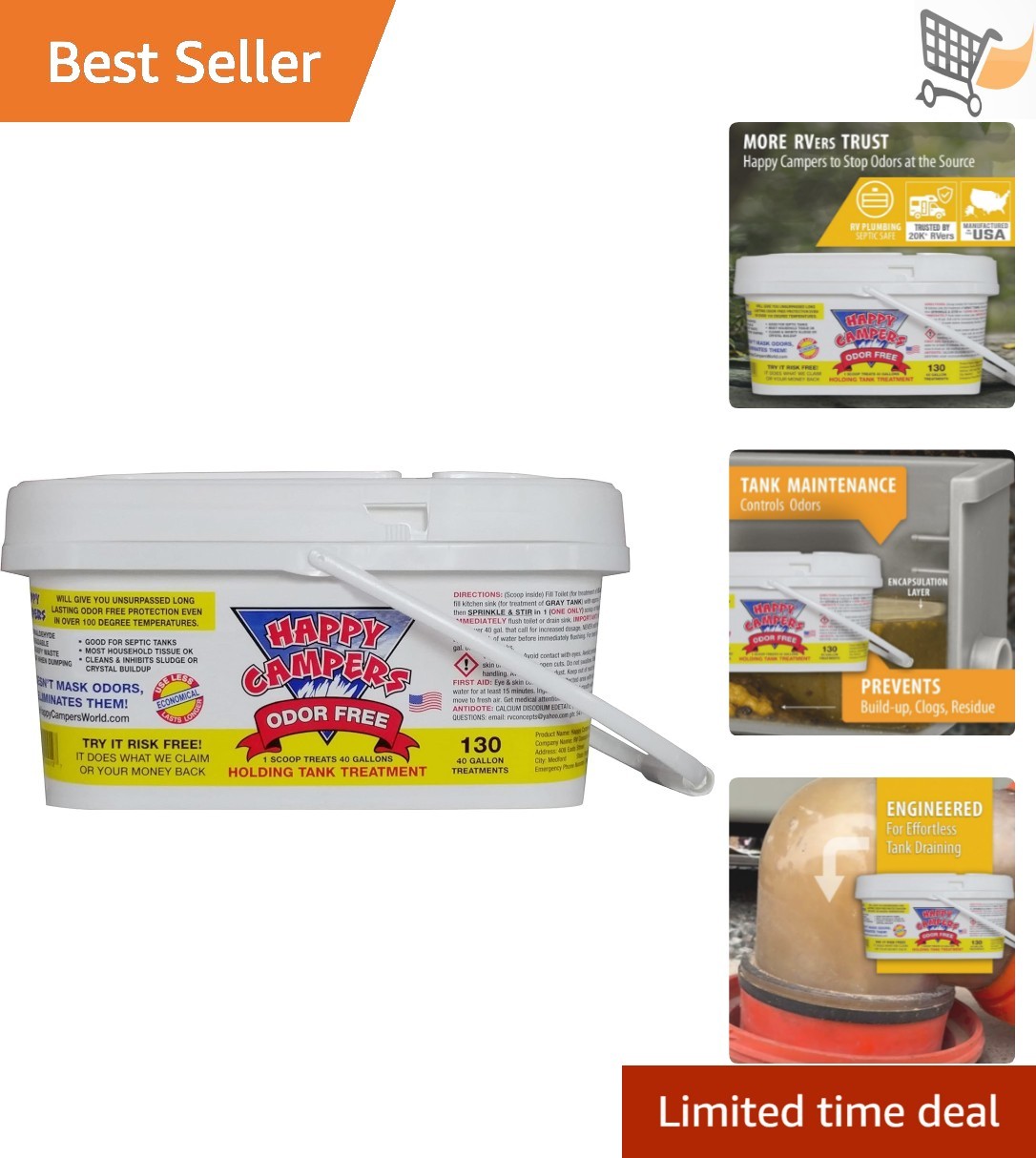 RV Tank Treatment Mineral-Based Odor Control Prevents Clogs Buildup