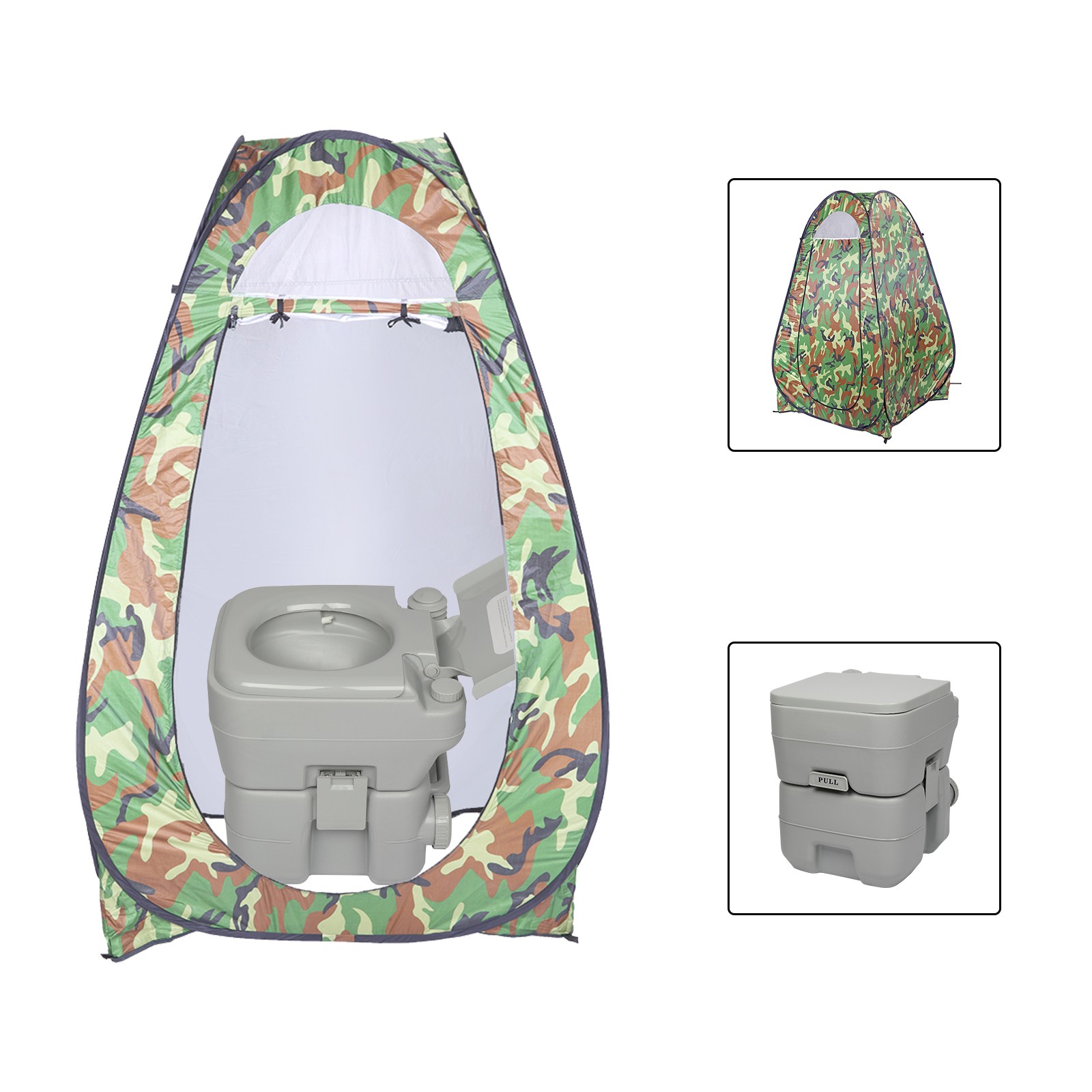 Portable Toilet 20L 5 Gallon Flush Travel Camping Outdoor/Indoor Car SUV Gray
