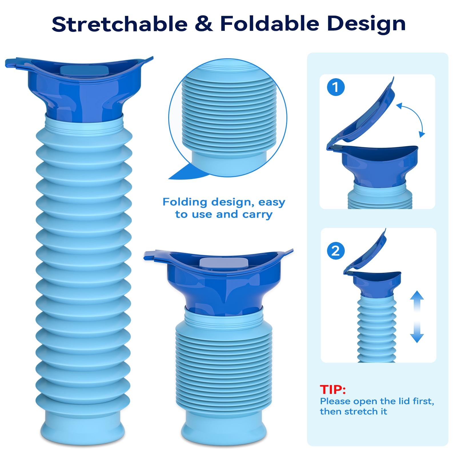 Pee Bottles for Men, Adjustable Emergency Urinal 750ml, Car One Size, Blue