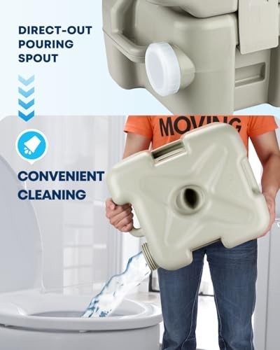 Portable Camping Toilet 5.3 Gal Cassette Porta Potty – Leakproof Bellows Flush,