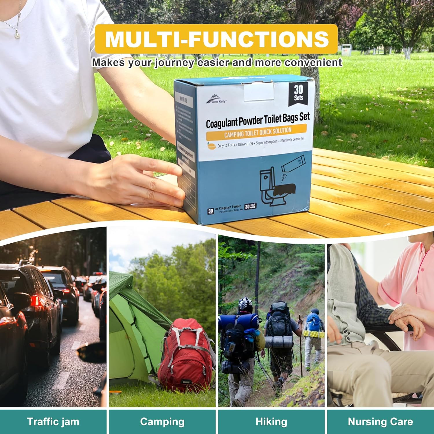 Super Absorbent Polymer 30 Packs,Portable & Fast-Absorbing Camp Toilet Chemicals