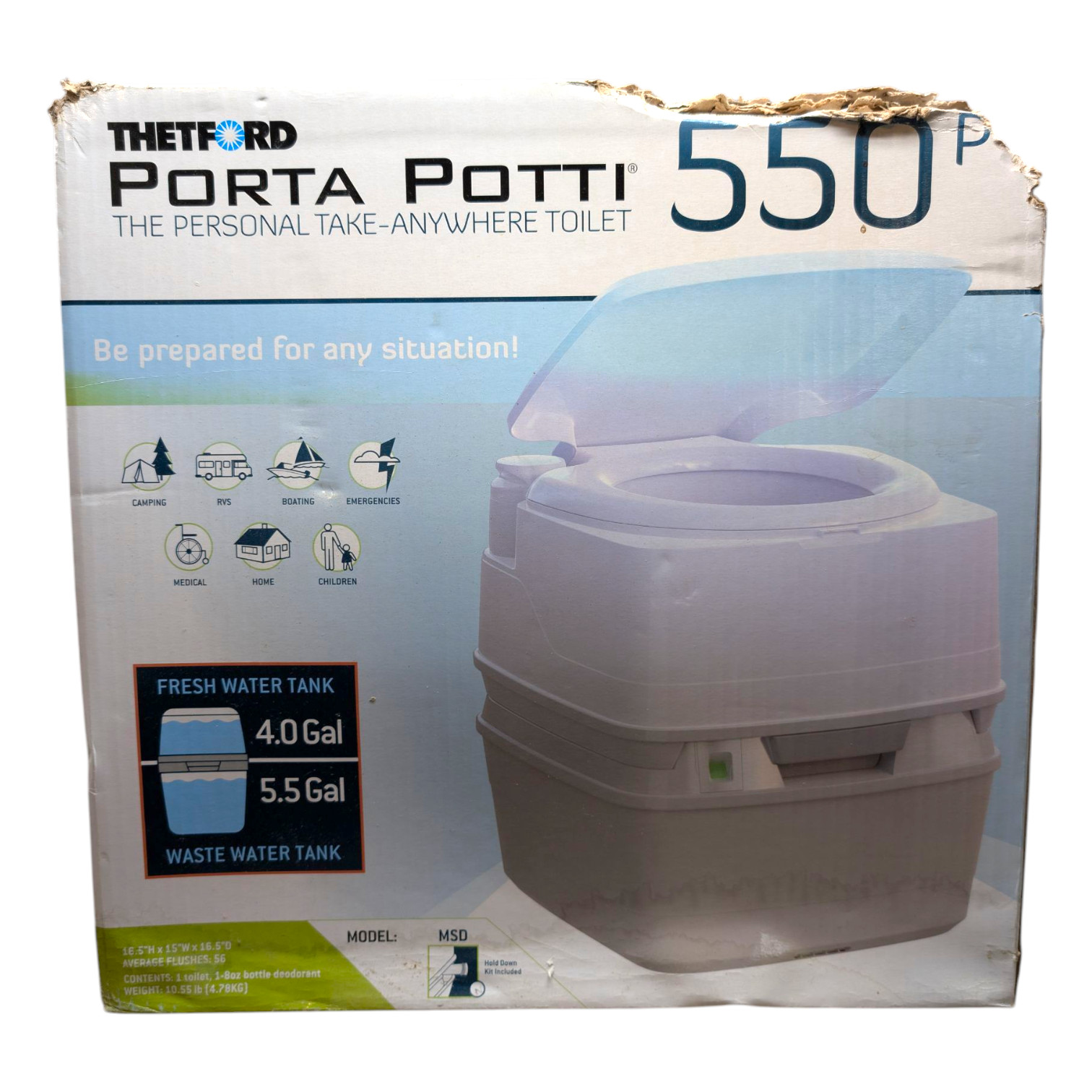 Thetford Porta Potti 5.5 gal Portable Toilet 550P 16.5″ x 15″ x 16.5″