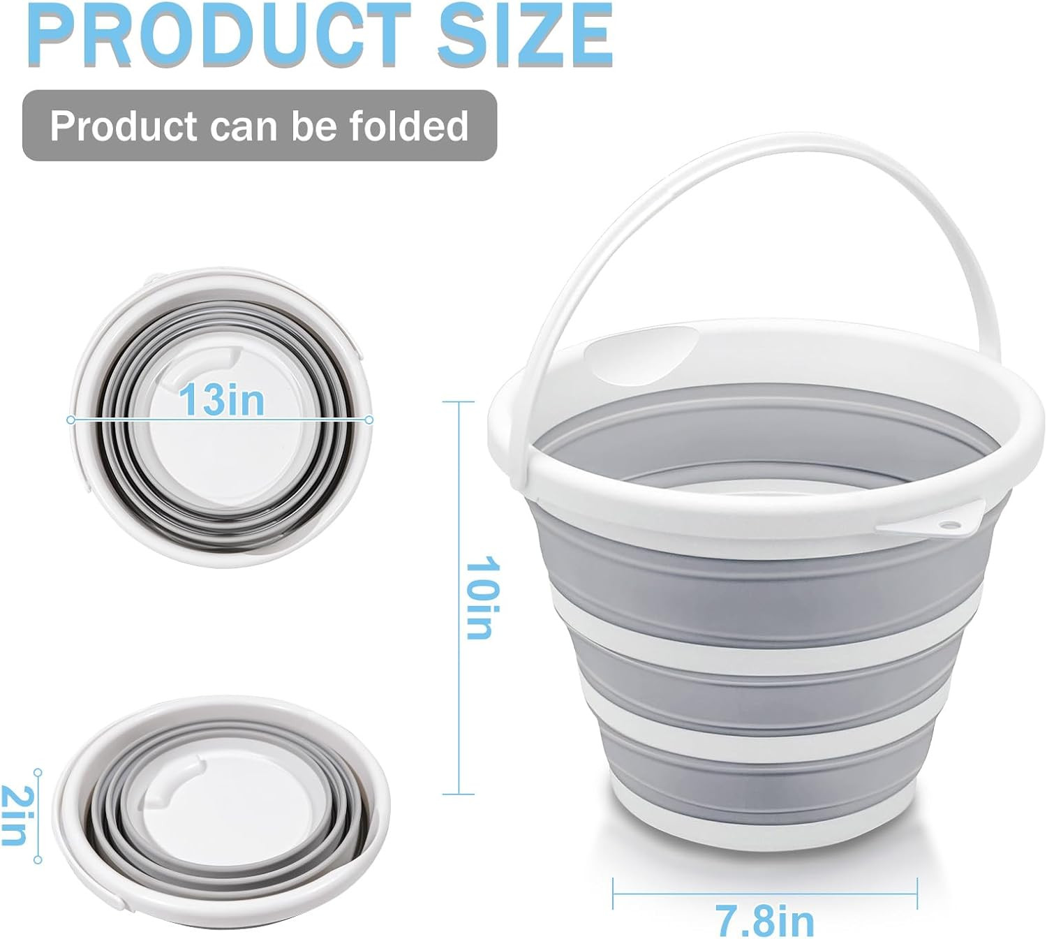 2-Pack Collapsible Buckets – 2.6 Gallon (10L) Large Capacity, Essential for RV,