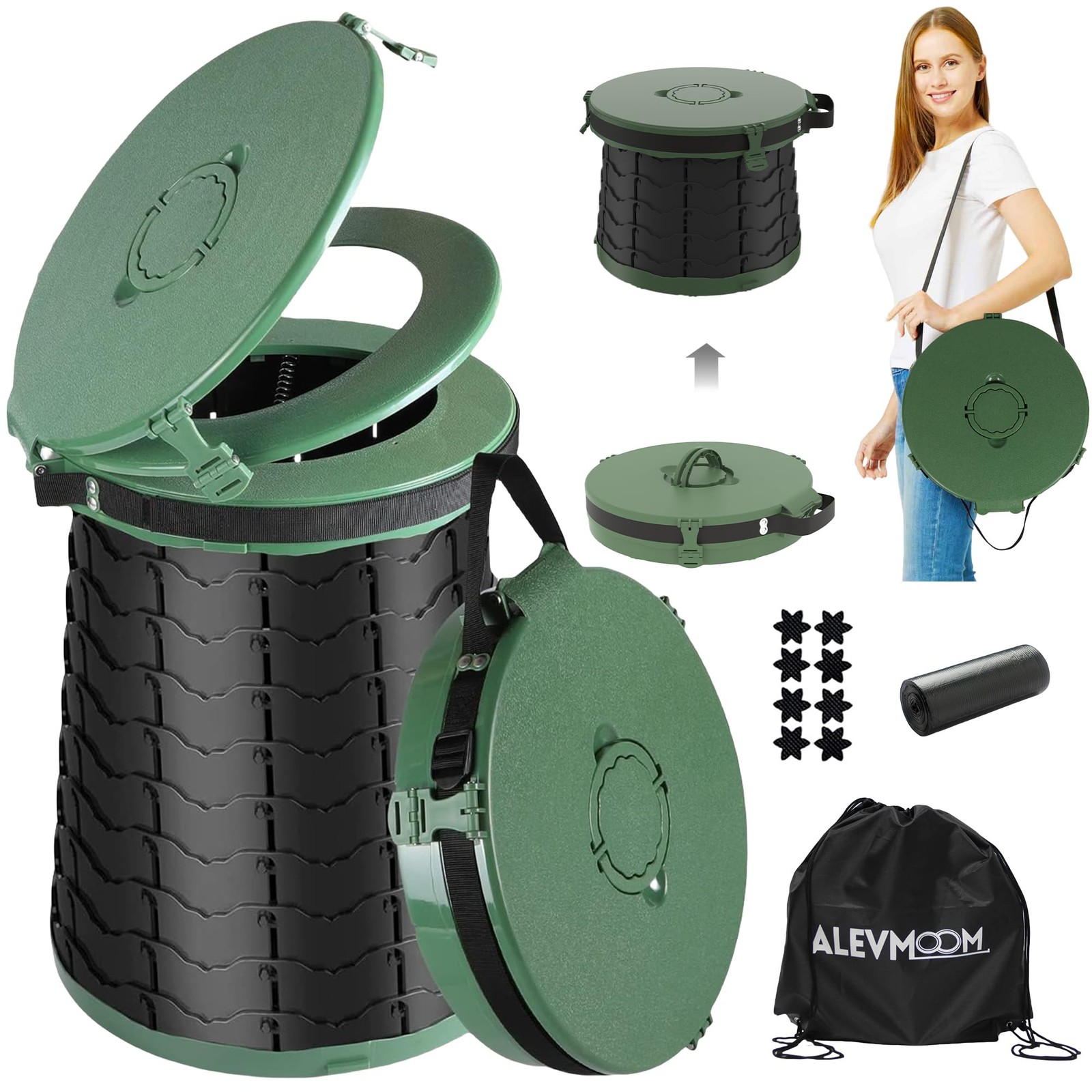XXL Portable Toilet – 19.7″H Taller Wider Collapsible Adjustable Foldable Cam…