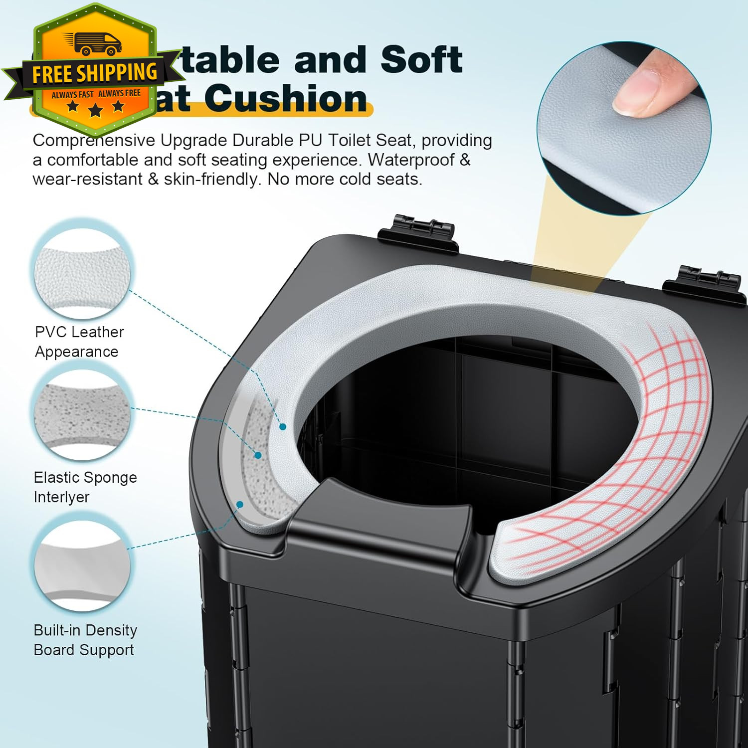 Portable Camping Toilet Folding Potty 500lb Heavy Duty Outdoor Emergency