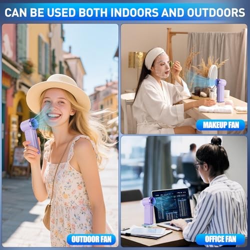 Portable Handheld Fan, Powerful Mini Hand Held Fan, 5000mAh Purple