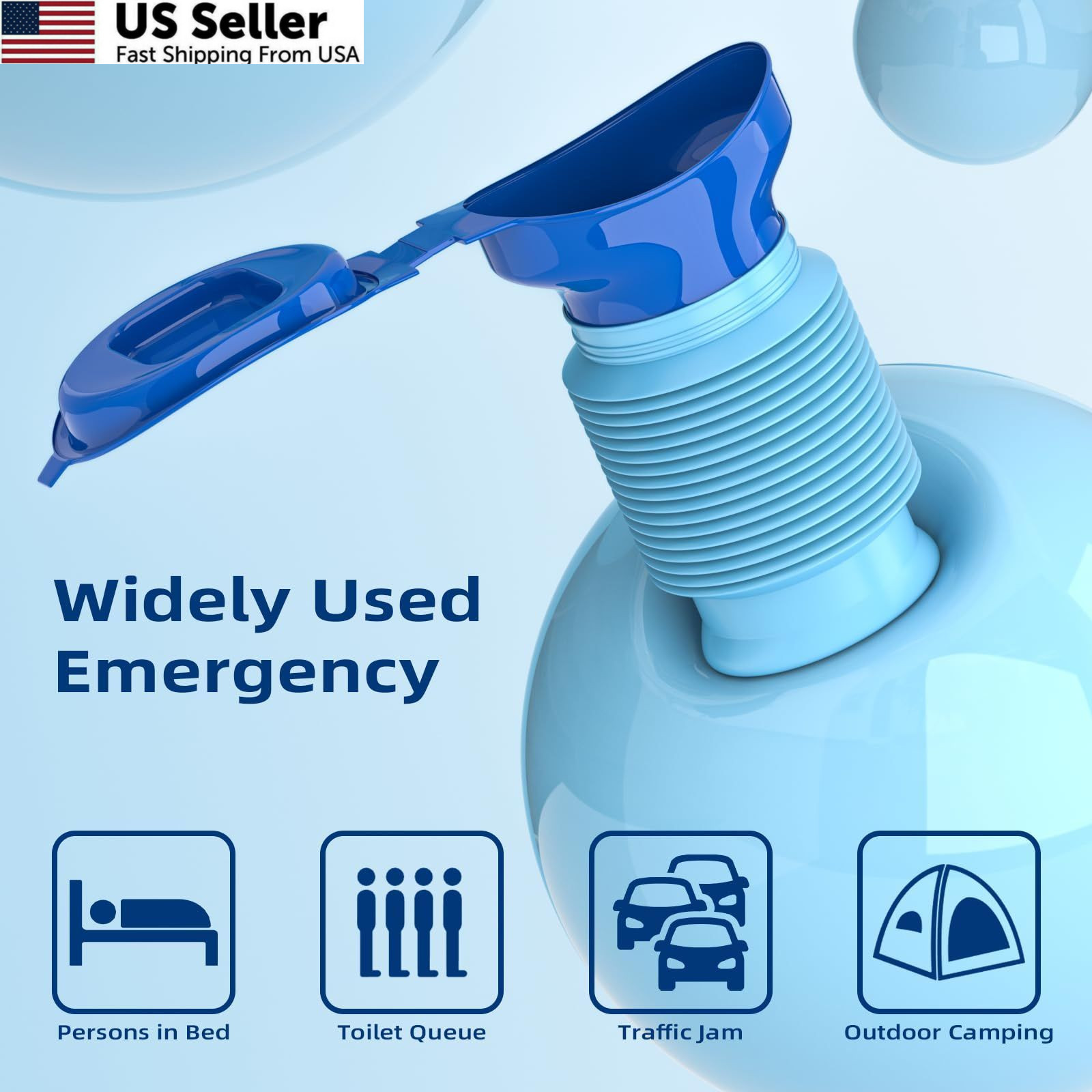 Pee Bottles for Men, Adjustable Emergency Urinal 750ml, Car One Size, Blue