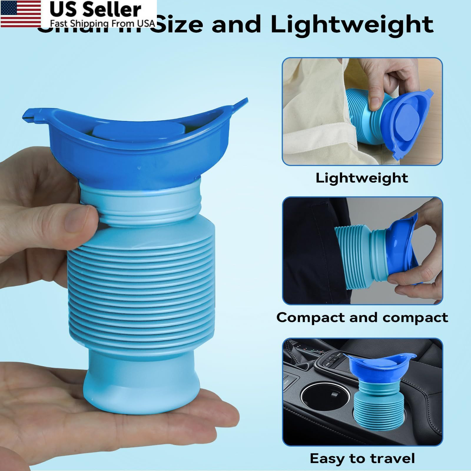 Pee Bottles for Men, Adjustable Emergency Urinal 750ml, Car One Size, Blue