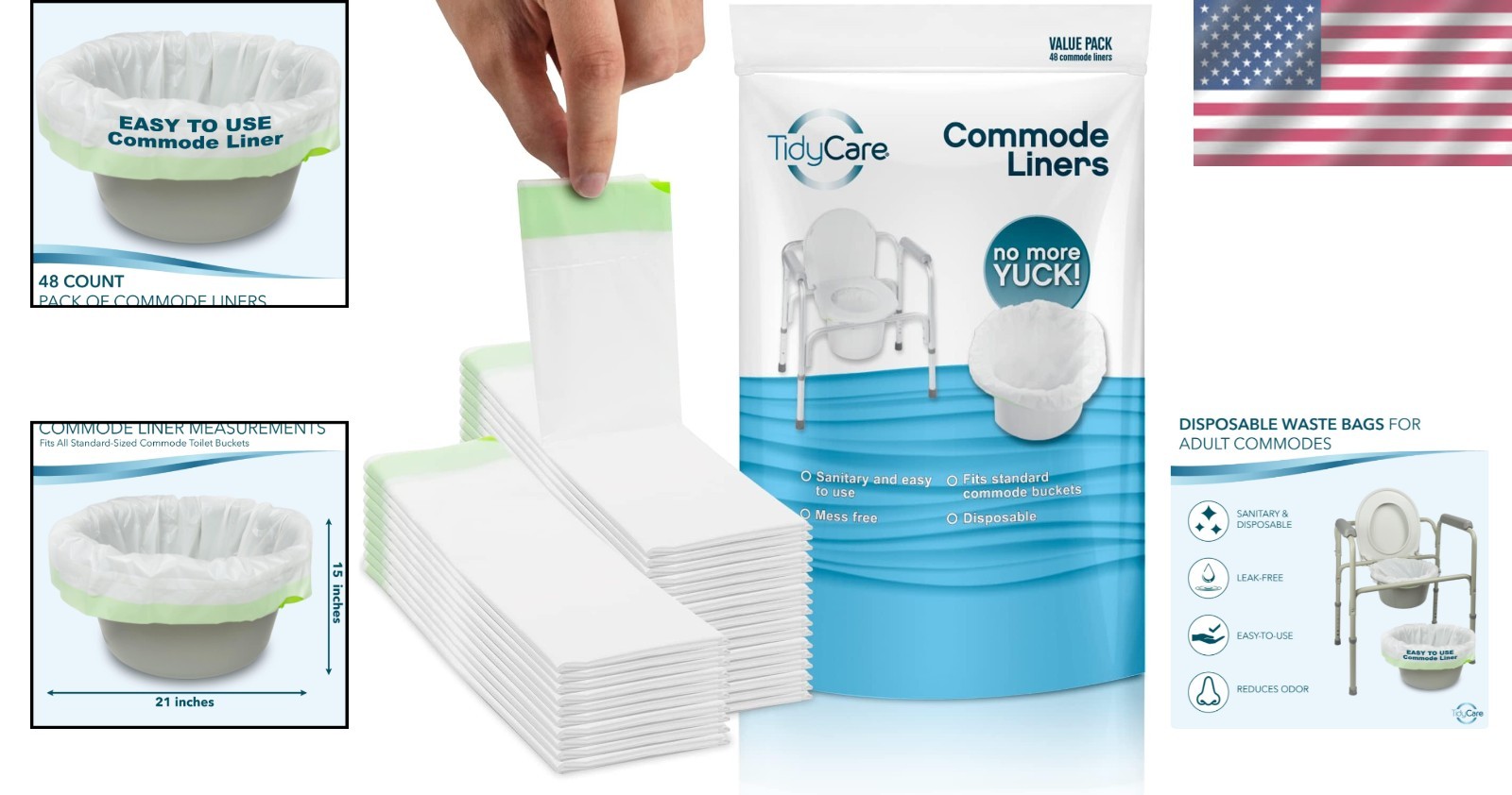 Leak-Proof Portable Toilet Liners – 48 Disposable Bags for Easy Waste Disposal