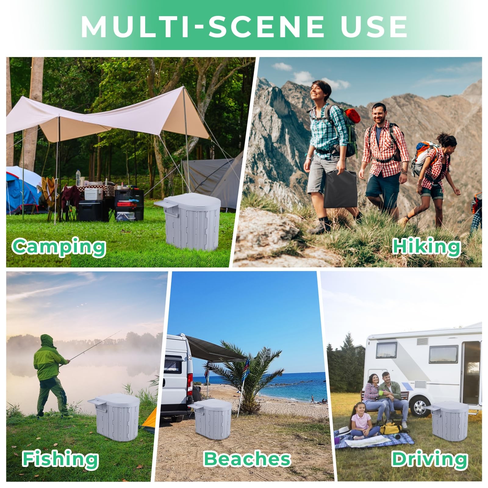 Sckee Camping Toilet, Portable Toilet for Adults, Portable Travel Folding Toi…