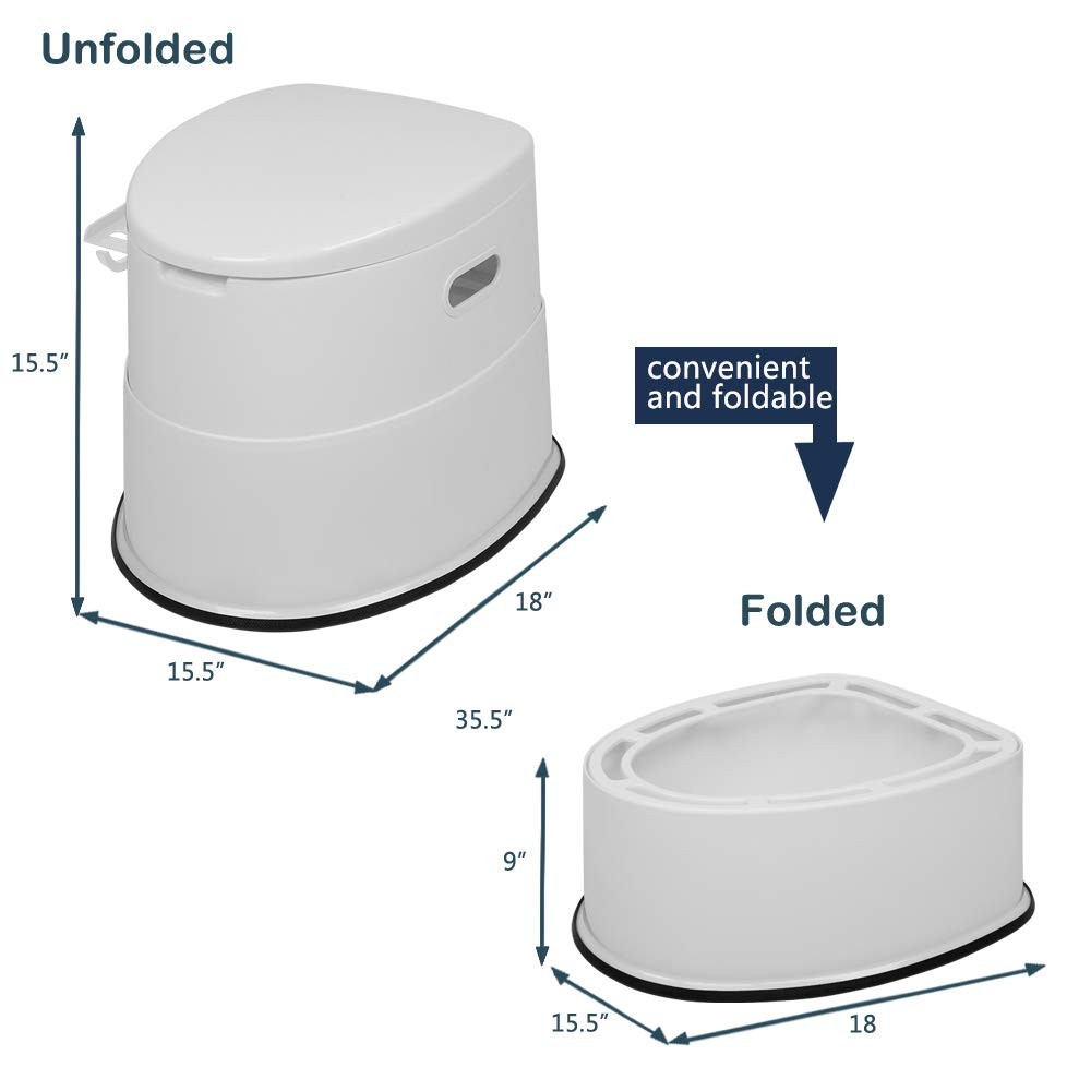 VINGLI Portable Toilet | Indoor Outdoor Commode w/Detachable Inner White