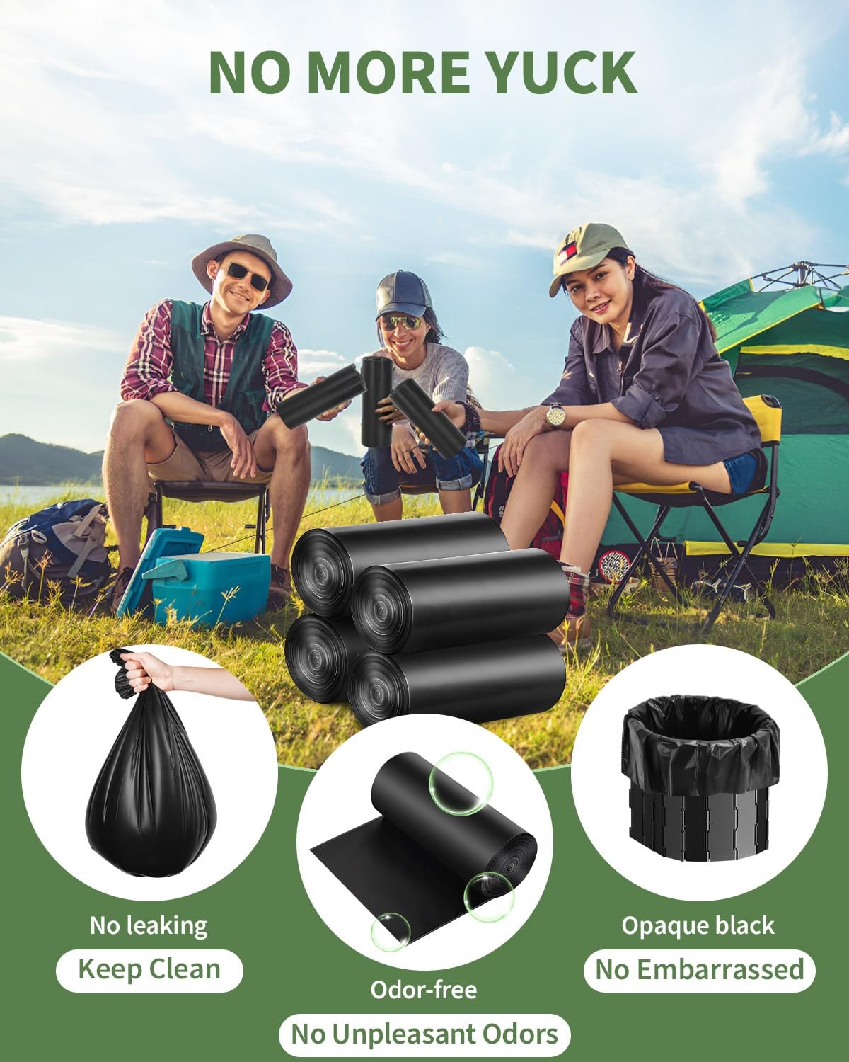 25 Portable Toilet Bags, Thick Biodegradable 1 Count (Pack of 25), Black