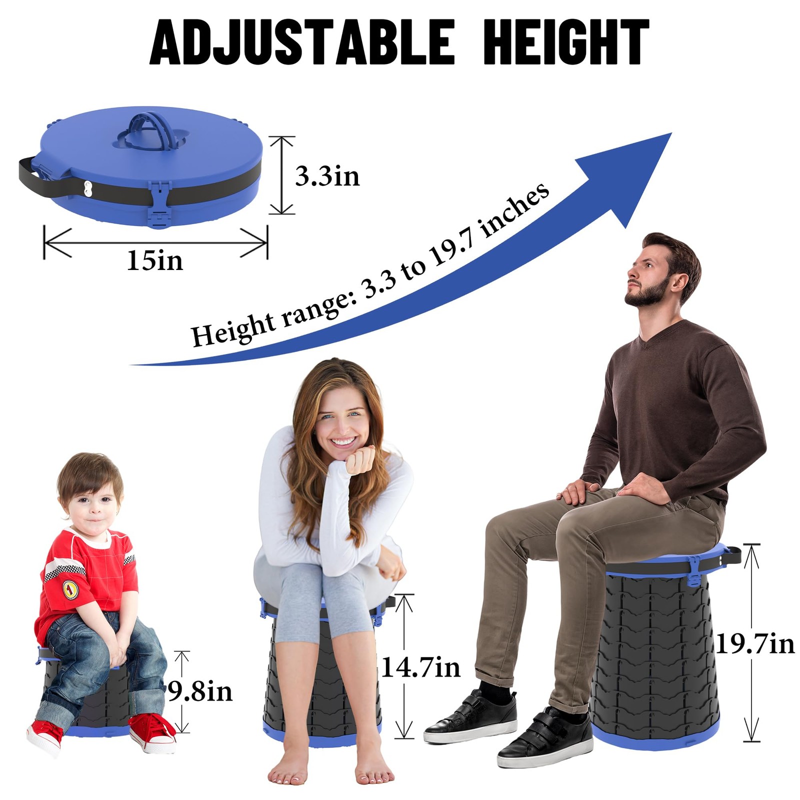 XXL Portable Toilet for Camping,880lbs Capacity,19.7″ H Adjustable Outdoor To…