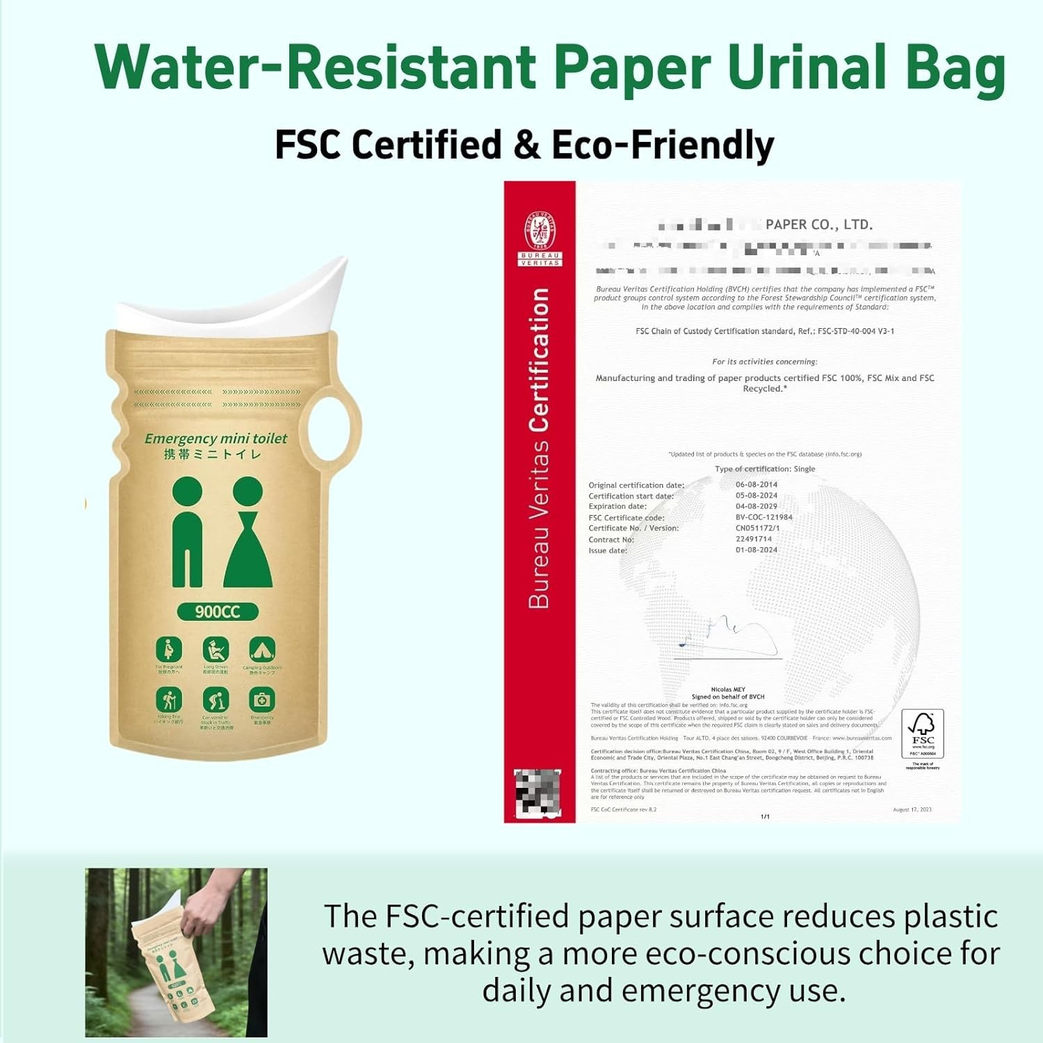 HeyFir Disposable Urine Bags 900ml 9 Pack Leak Proof Gel Travel Emergency