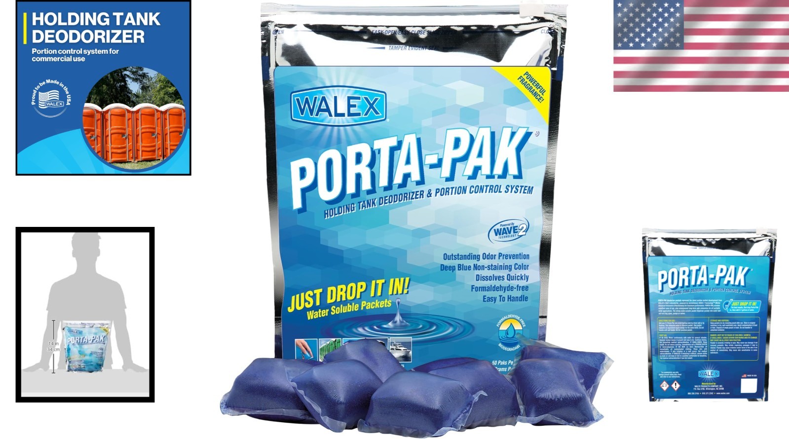 Quick-Dissolve 50 Pack Porta-Pak Deodorizer – Formaldehyde-Free for Clean Tanks
