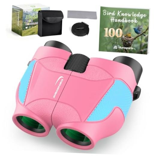 15×25 Compact Binoculars for Kids – Small Binoculars Lightweight with Pink