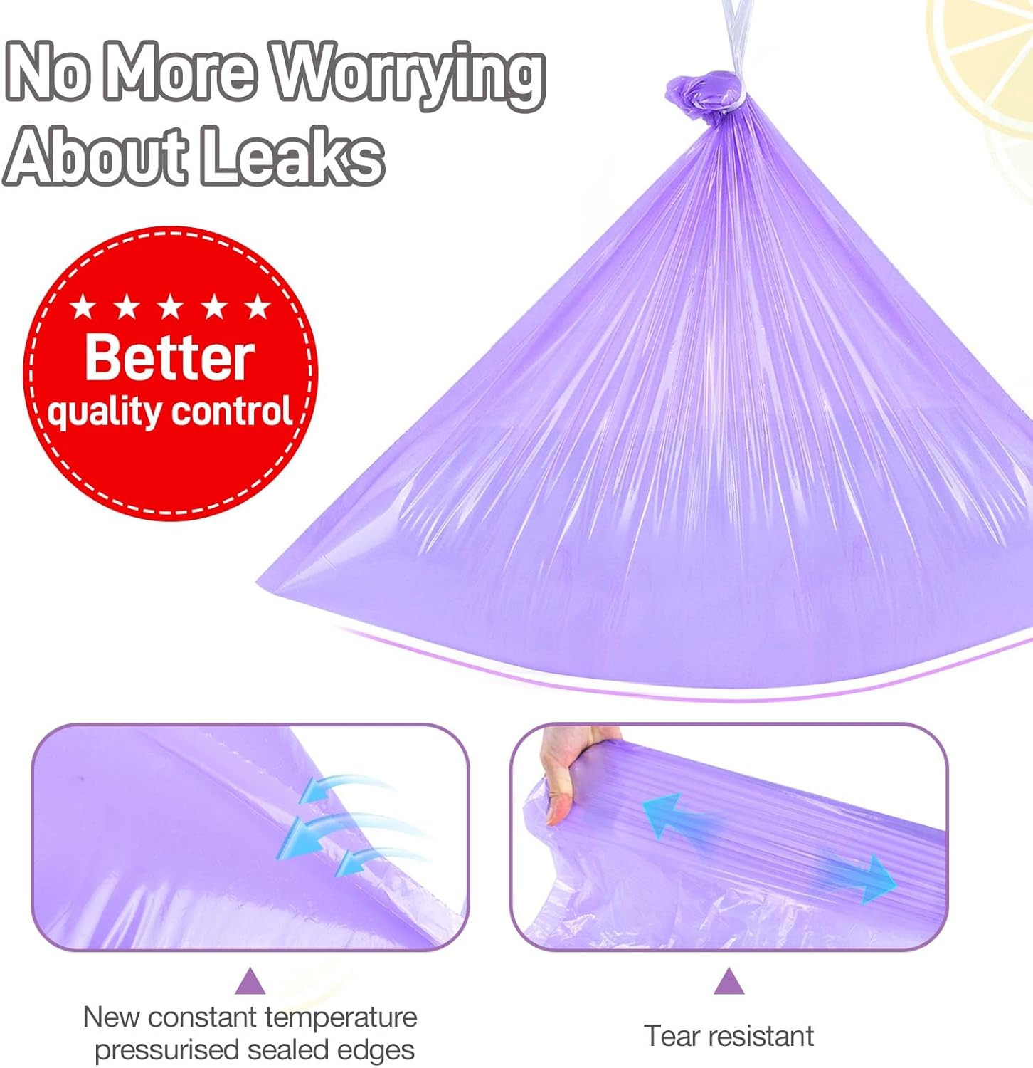 Commode Liners 120 Pack Leak Resistant Portable Toilet Bags Lemon Scent