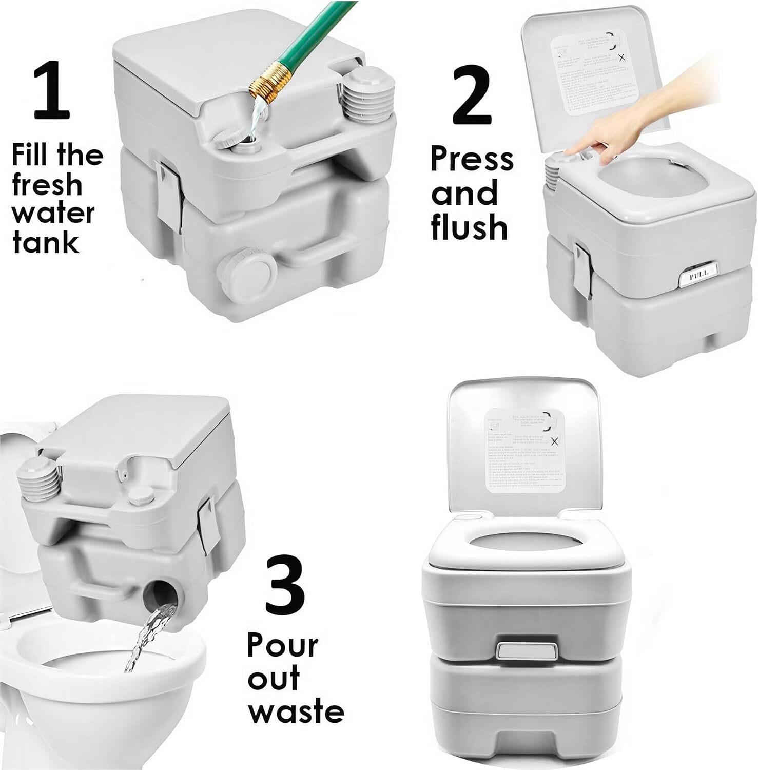 5 Gallon 20L Portable Toilet Flush Travel Camping Commode Potty Outdoor/Indoor