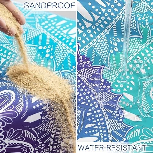 Beach Blanket Waterproof Sandproof 78”X81”/10’X9′ Oversized Mat | 100%