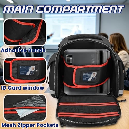 Projector Case with Projector Screen and 13 Inch Laptop Section, Portable