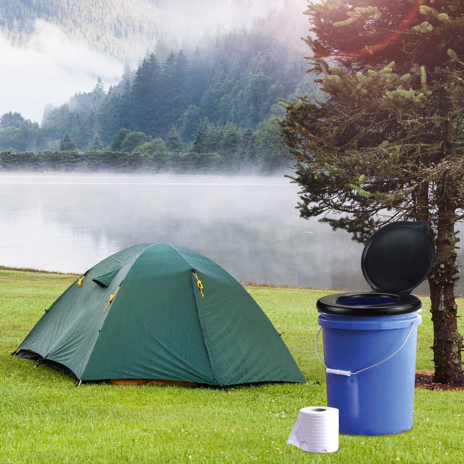 Sailortenx Bucket Toilet Seat with Lid – Portable Toilet for Camping, Outdoor…