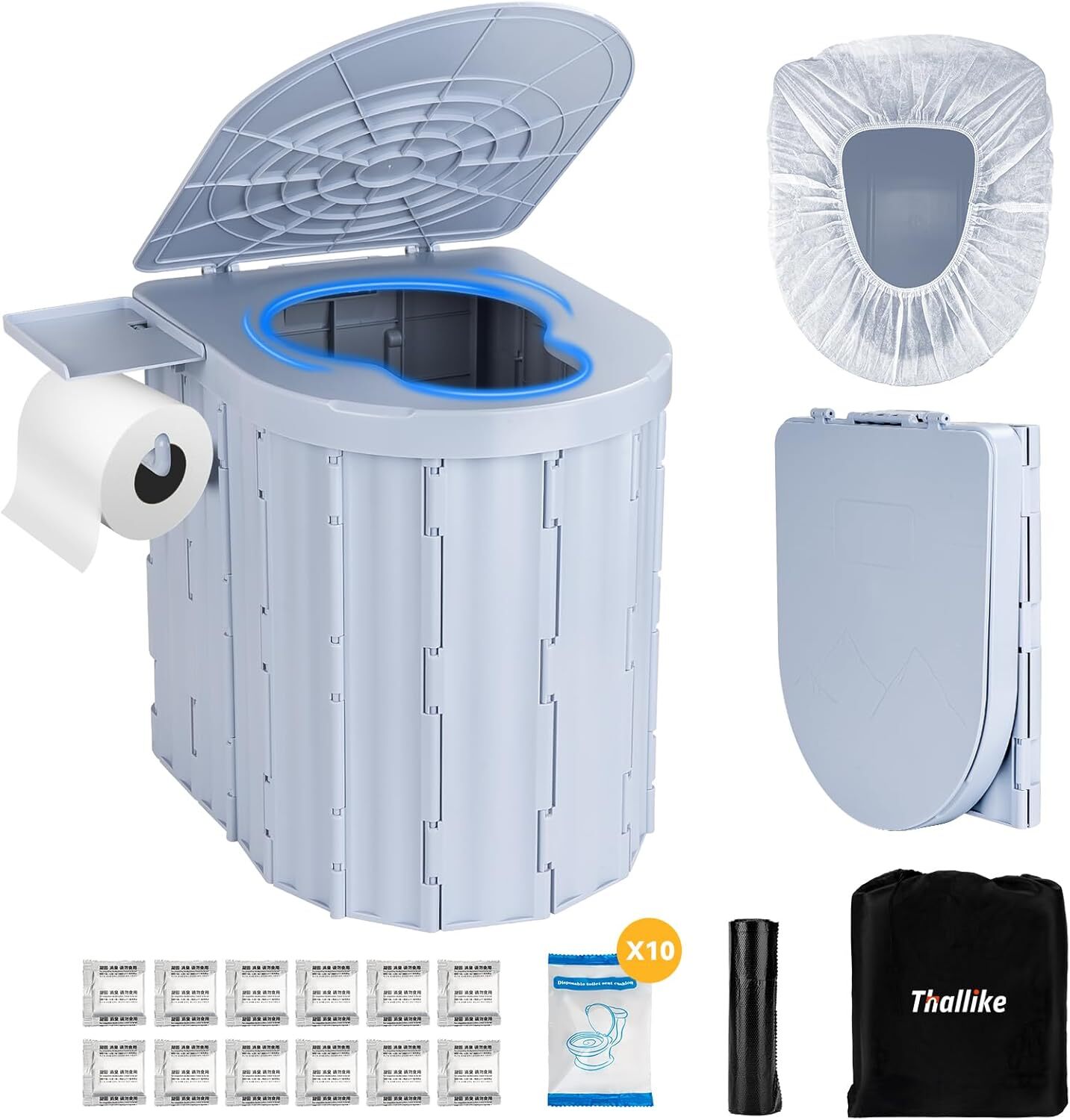 15” Portable Potty Toilet Outdoor Camping Portable Travel Mobile Flush Toilet