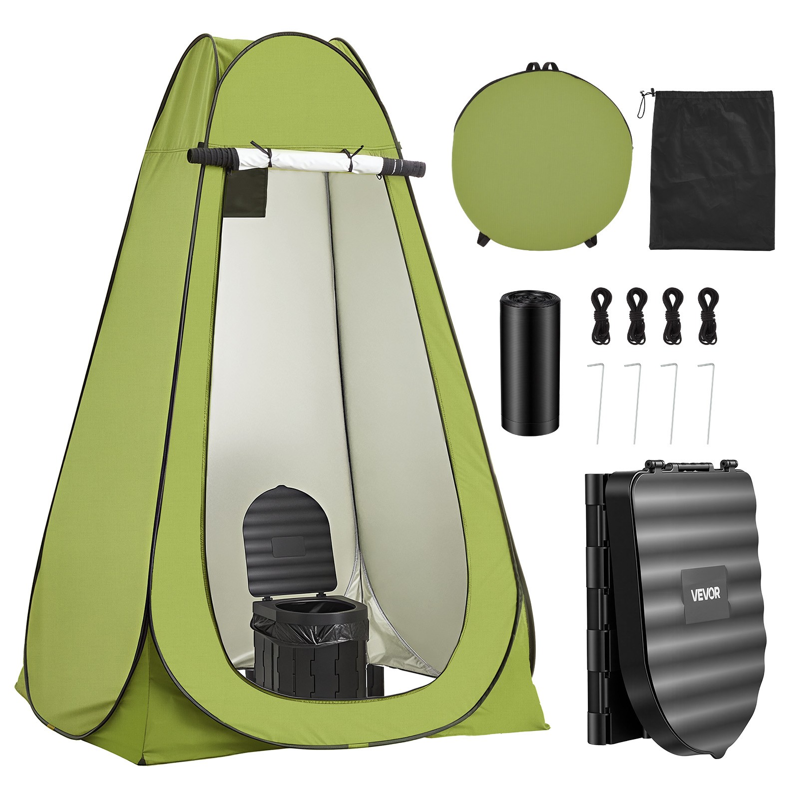 VEVOR Portable Toilet Pop Up Tent Folding Outdoor Camping Travel Potty 330 lbs
