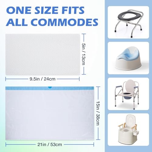 CHMI 150 Pack Commode Liners with Absorbent Pads，150 Disposable Commode Bags and