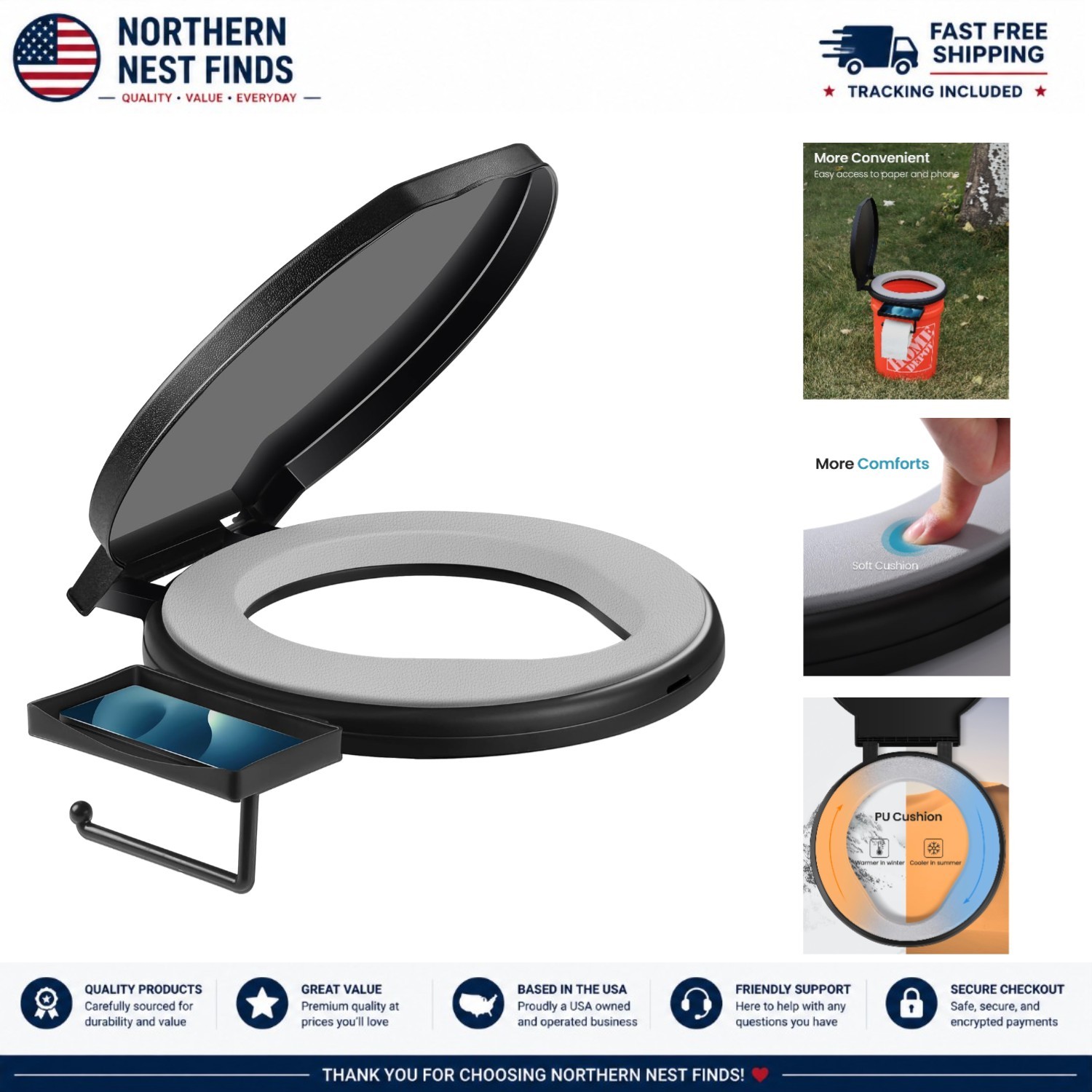 Durable & Hygienic Portable Toilet Seat for Kids & Adults – Perfect for Camping
