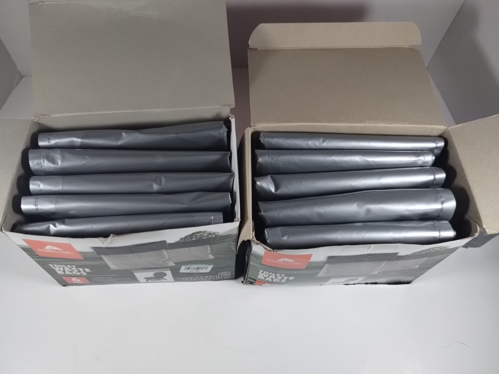 Two Boxes Of 5 Ozark Trail Toilet Waste Bags With Biogel Leak Proof Total 10