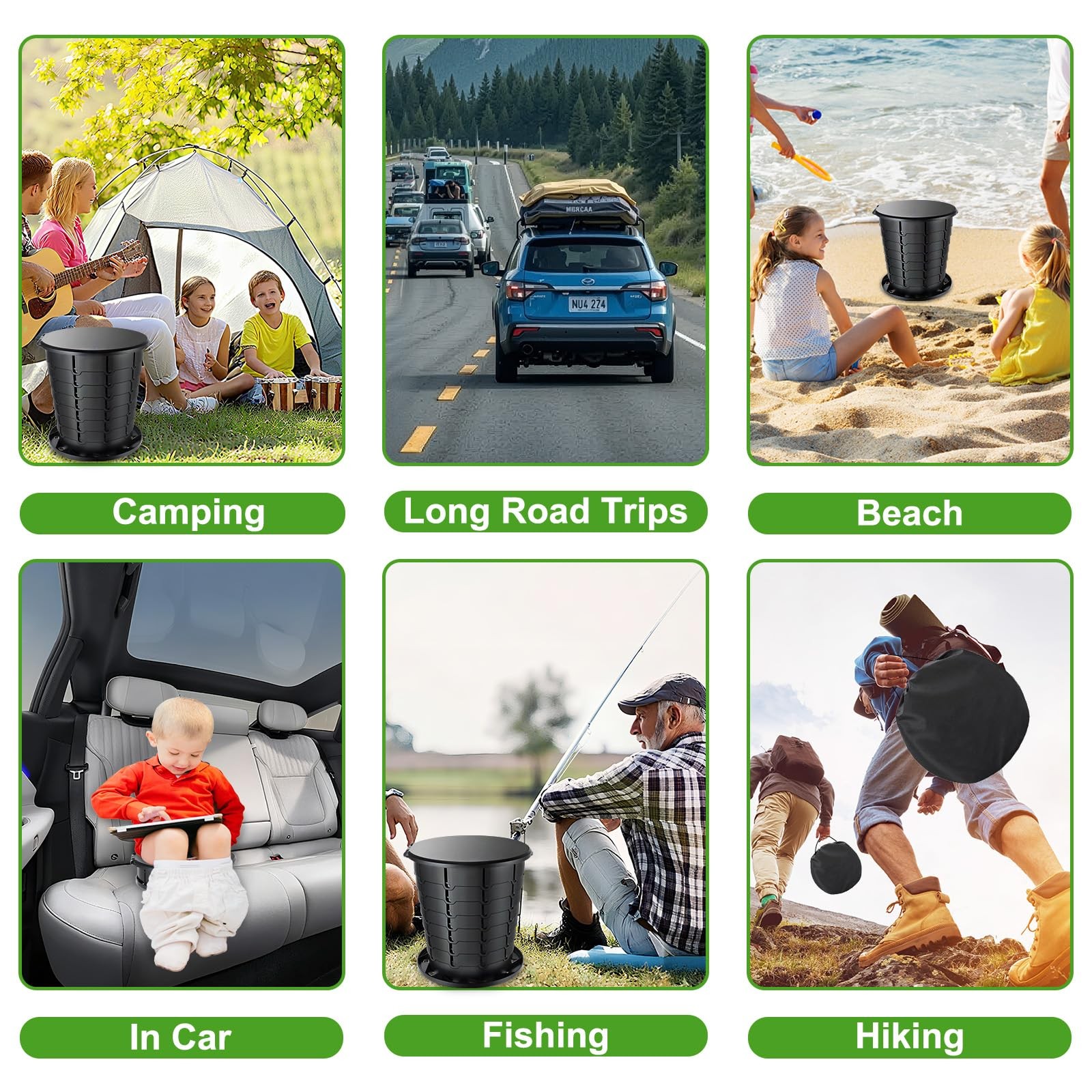 13 Inch Retractable Portable Camping Toilet Adults Travel Foldable Potty Lid