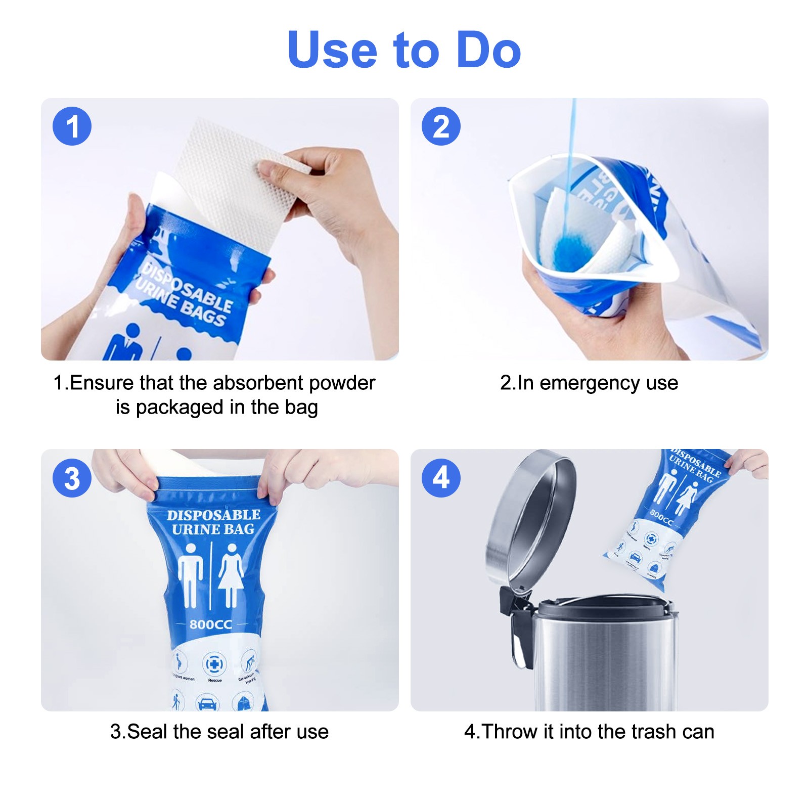 24X Disposable Urine Vomit Bag 800ML Portable Emergency Pee Traffic Trip Patient