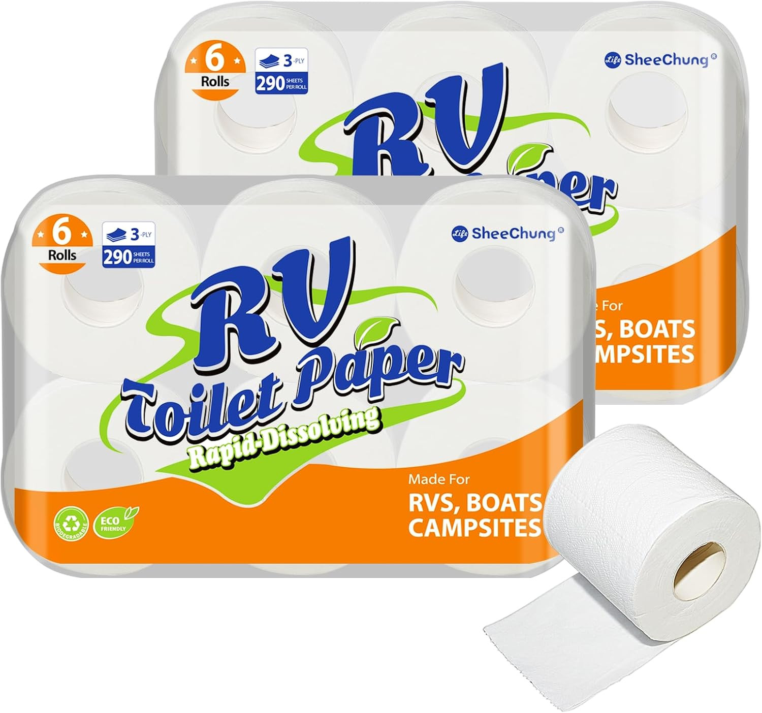 RV Toilet Paper – 12 Rolls, Rapid Dissolve, Septic Safe, Travel Toilet Tissue fo