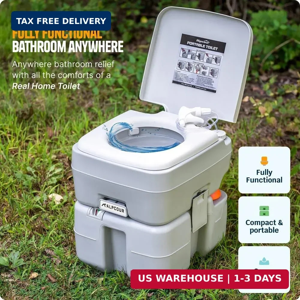 Alpcour Portable Toilet – Compact Indoor & Outdoor Commode w/Travel Bag for Camp