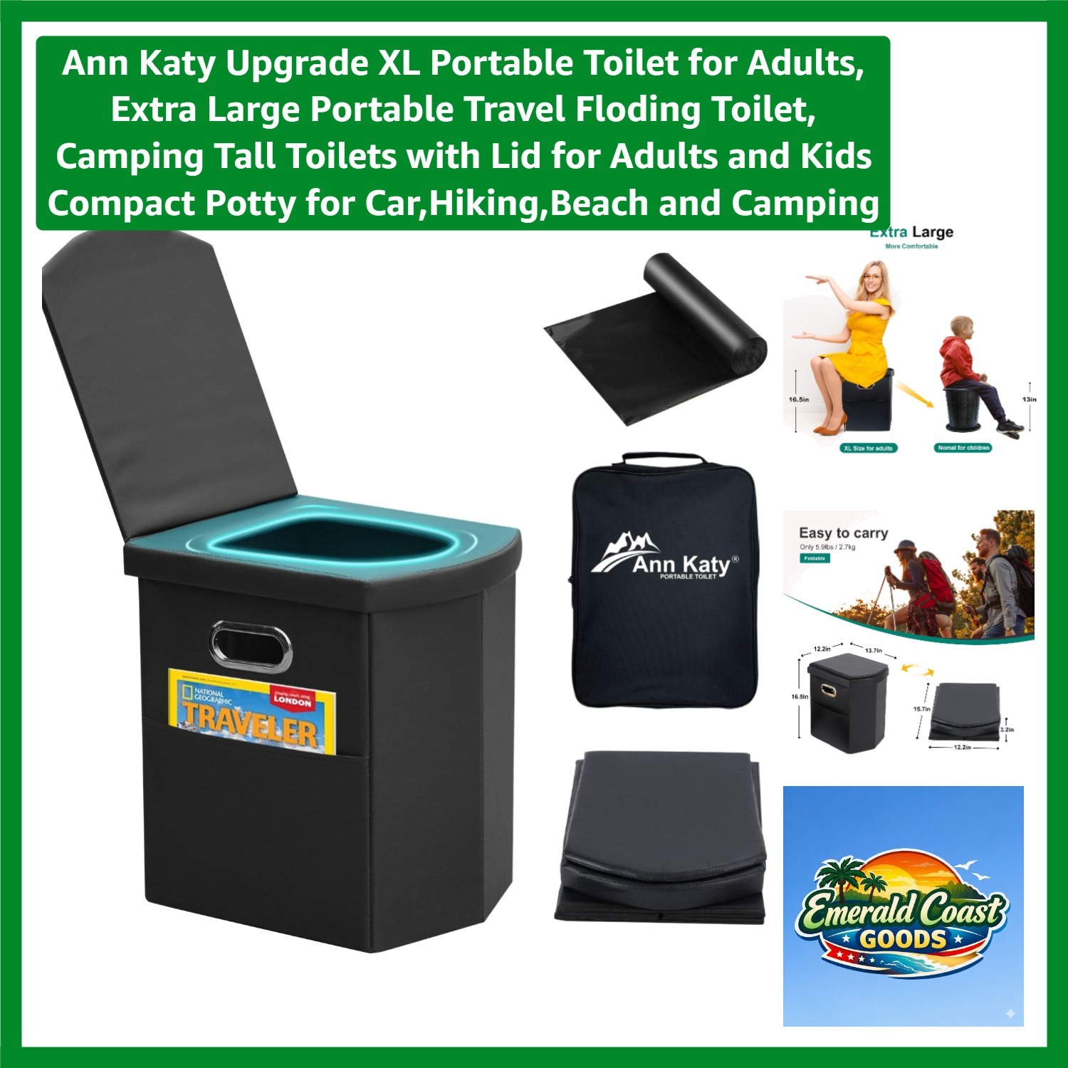 Ergonomic Portable Toilet for Adults & Kids – Perfect for Outdoor Activities