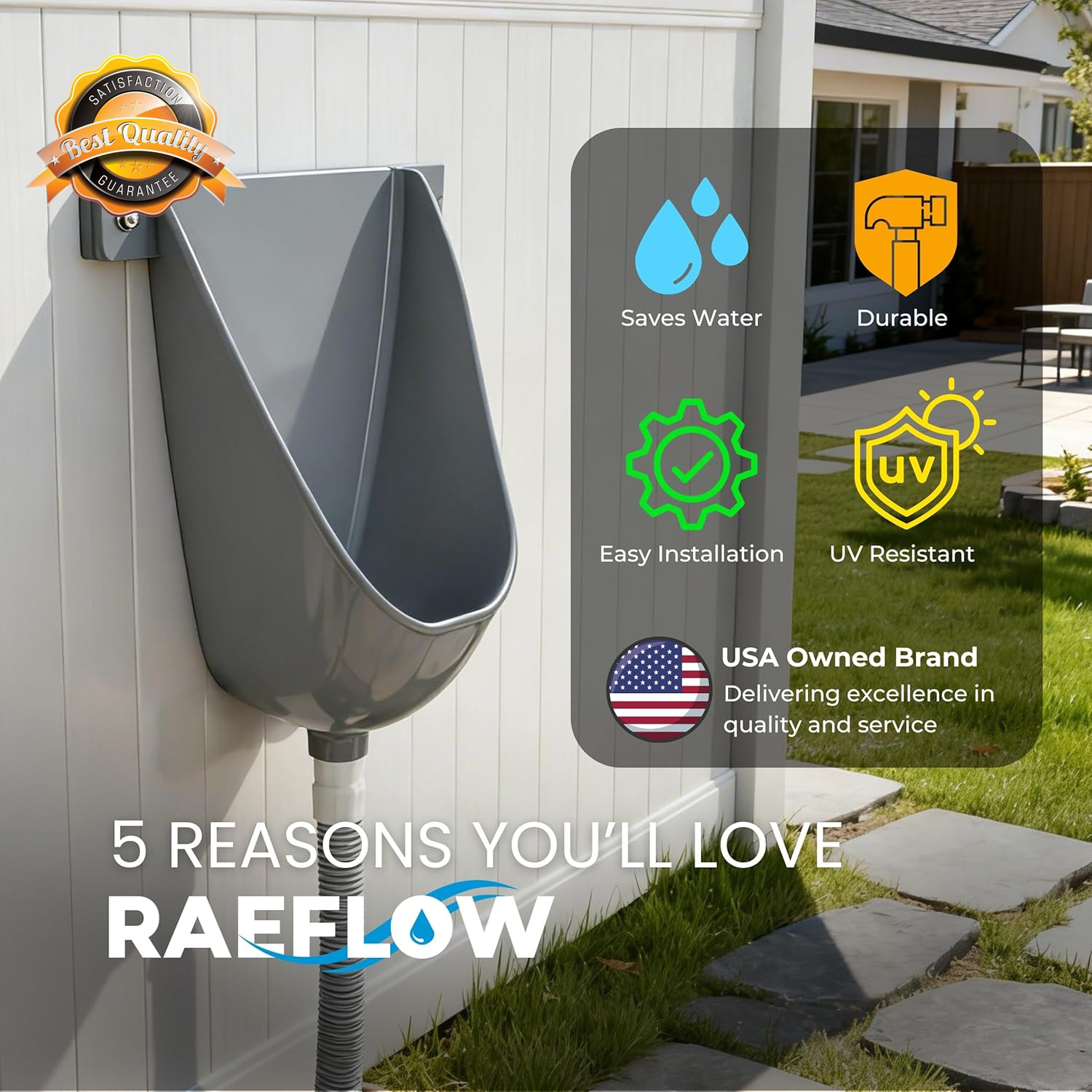 Waterless Urinal with Hose – UV Resistant outside Urinal, Outdoor Plastic Urinal