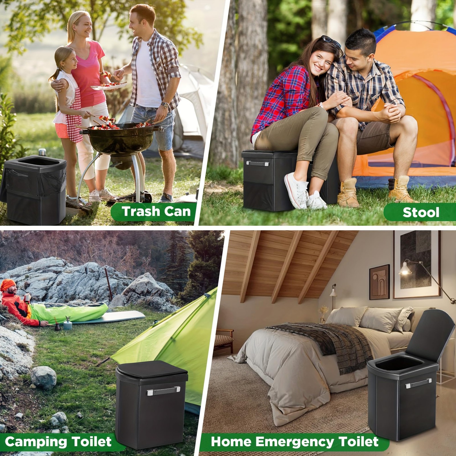 Portable Toilet for Adults, Foldable Camping Toilet with Soft & Comfortable L…