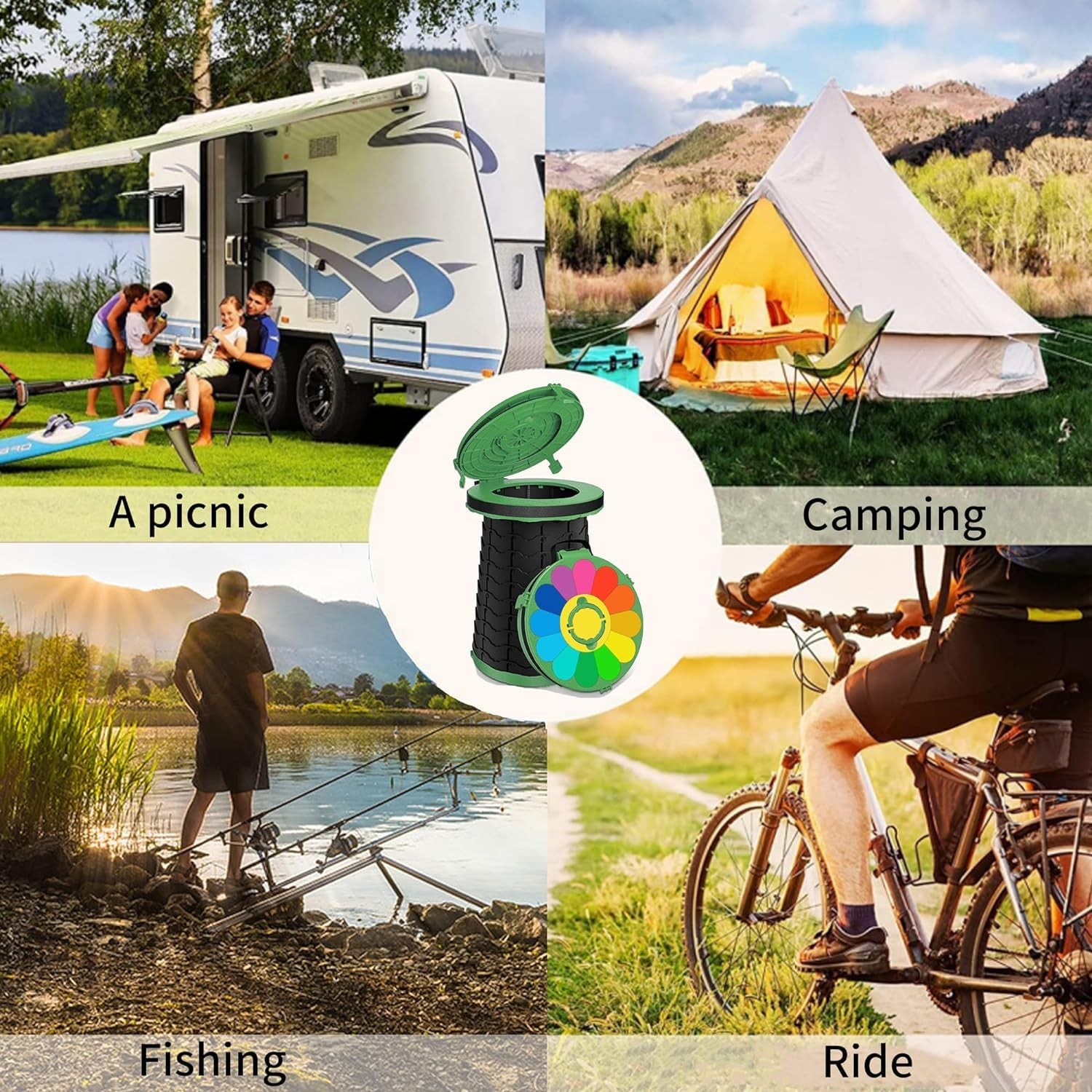 Foldable Camping Toilet, Mobile Toilet with Carry Bag and 7 Rubbish Bags, Carry…