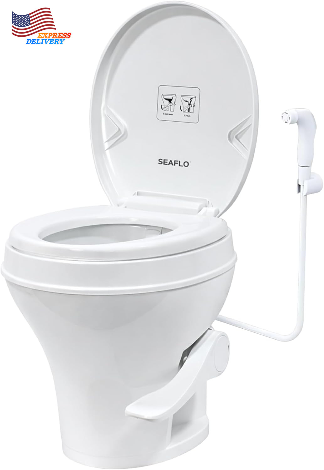 Residential Height Camper/Rv Toilet w/Sprayer Attachment 18.5” Standard Height